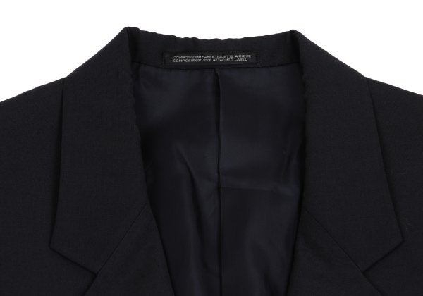 Yohji Yamamoto POUR HOMME Navy Wool Puff Lapel Jacket Size S