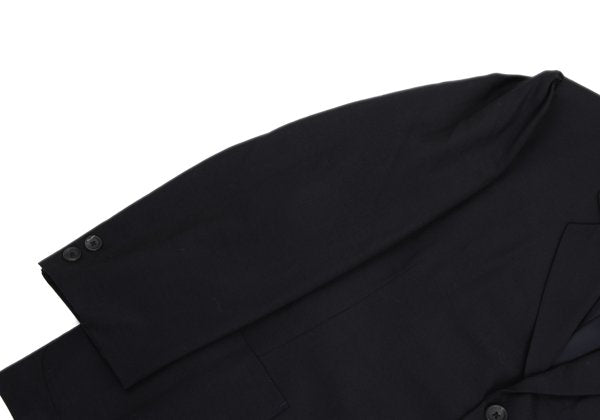 Yohji Yamamoto POUR HOMME Navy Wool Puff Lapel Jacket Size S