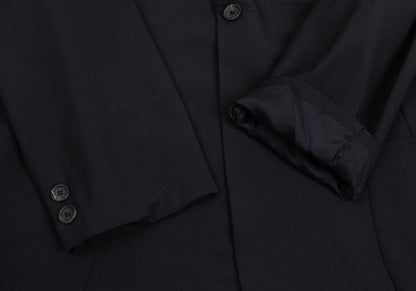 Yohji Yamamoto POUR HOMME Navy Wool Puff Lapel Jacket Size S
