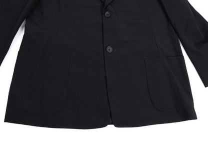 Yohji Yamamoto POUR HOMME Navy Wool Puff Lapel Jacket Size S