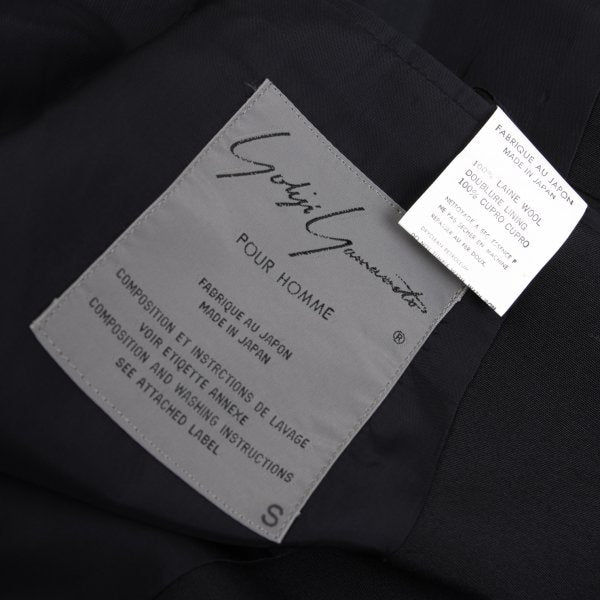 Yohji Yamamoto POUR HOMME Navy Wool Puff Lapel Jacket Size S