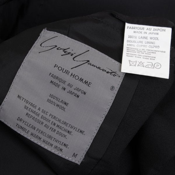 Yohji Yamamoto POUR HOMME Wool Peak Jacket Black Size M