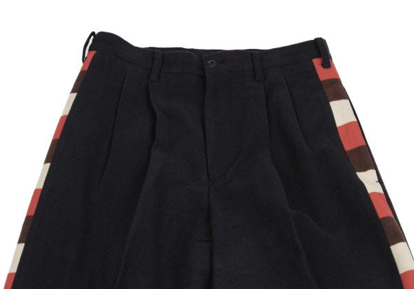 Yohji Yamamoto POUR HOMME Felt Wool Side Pants Navy Size S