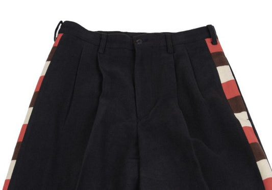 Yohji Yamamoto POUR HOMME Felt Wool Side Pants Navy Size S
