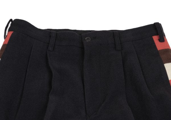 Yohji Yamamoto POUR HOMME Felt Wool Side Pants Navy Size S