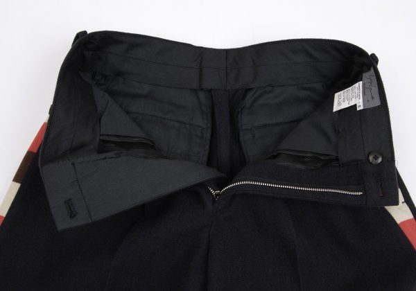 Yohji Yamamoto POUR HOMME Felt Wool Side Pants Navy Size S