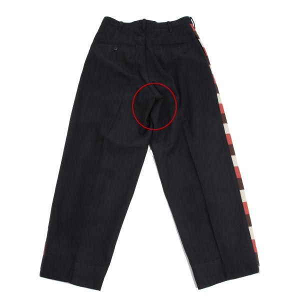 Yohji Yamamoto POUR HOMME Felt Wool Side Pants Navy Size S