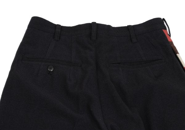 Yohji Yamamoto POUR HOMME Felt Wool Side Pants Navy Size S