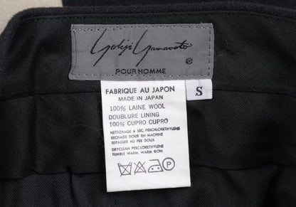 Yohji Yamamoto POUR HOMME Felt Wool Side Pants Navy Size S