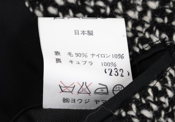 Yohji Yamamoto POUR HOMME Wool Tweed Jacket Black Size M