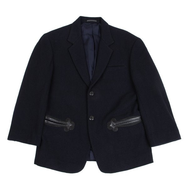 Yohji Yamamoto POUR HOMME Leather Pocket Jacket Blue Size S