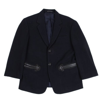 Yohji Yamamoto POUR HOMME Leather Pocket Jacket Blue Size S
