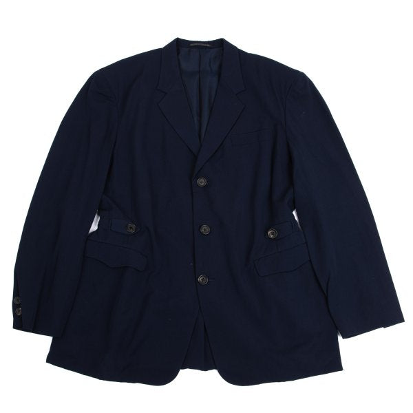 Yohji Yamamoto POUR HOMME Wool Gabardine Blazer Blue Size M