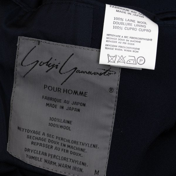 Yohji Yamamoto POUR HOMME Wool Gabardine Blazer Blue Size M