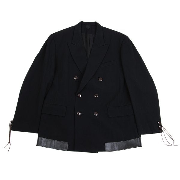 Yohji Yamamoto POUR HOMME Leather Trim Jacket Black Size M