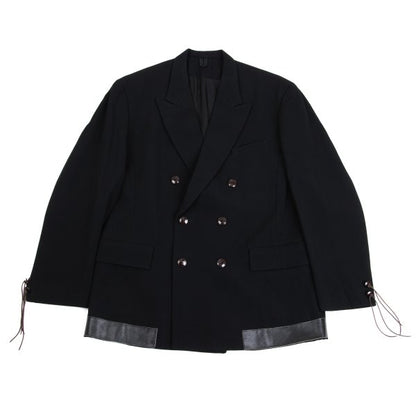 Yohji Yamamoto POUR HOMME Leather Trim Jacket Black Size M