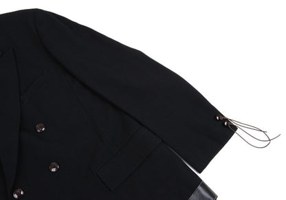 Yohji Yamamoto POUR HOMME Leather Trim Jacket Black Size M