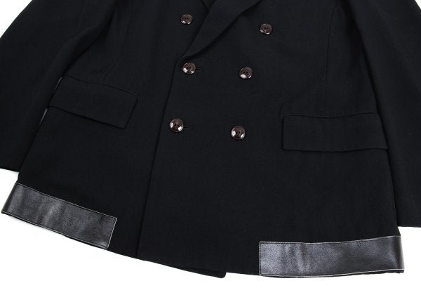 Yohji Yamamoto POUR HOMME Leather Trim Jacket Black Size M