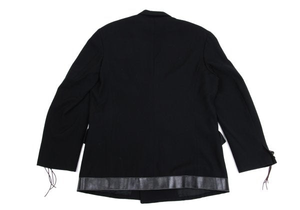 Yohji Yamamoto POUR HOMME Leather Trim Jacket Black Size M