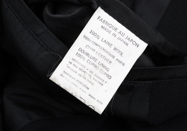 Yohji Yamamoto POUR HOMME Leather Trim Jacket Black Size M