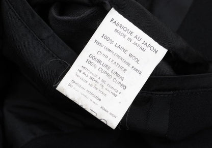 Yohji Yamamoto POUR HOMME Leather Trim Jacket Black Size M