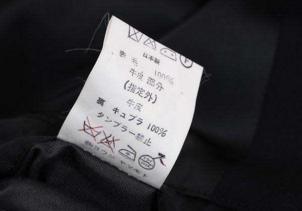 Yohji Yamamoto POUR HOMME Leather Trim Jacket Black Size M