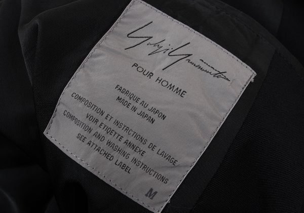 Yohji Yamamoto POUR HOMME Leather Trim Jacket Black Size M