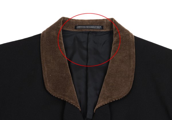 Yohji Yamamoto POUR HOMME Corduroy Panel Jacket Black Size M