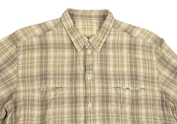 PAPAS&SONS Beige Linen Cotton Button-Down Shirt Size 48M