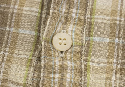 PAPAS&SONS Beige Linen Cotton Button-Down Shirt Size 48M