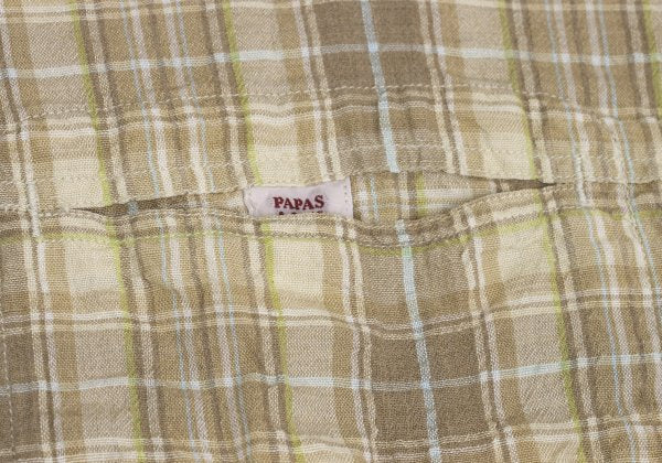 PAPAS&SONS Beige Linen Cotton Button-Down Shirt Size 48M