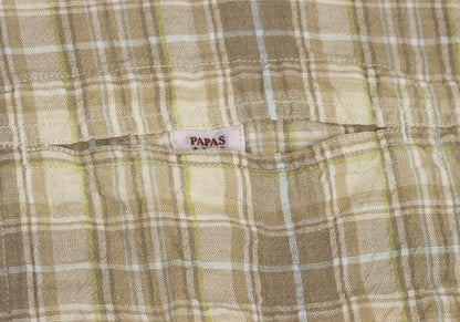 PAPAS&SONS Beige Linen Cotton Button-Down Shirt Size 48M