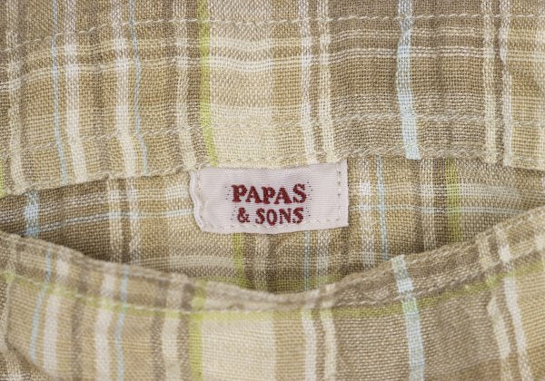PAPAS&SONS Beige Linen Cotton Button-Down Shirt Size 48M