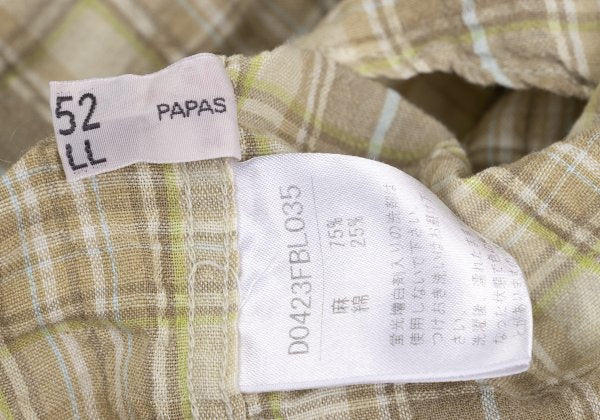 PAPAS&SONS Beige Linen Cotton Button-Down Shirt Size 48M