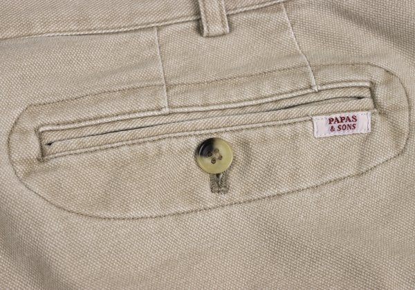PAPAS&SONS Pigment Dyed Cotton Blend Pants Beige Size 50L