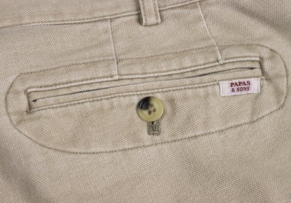 PAPAS&SONS Pigment Dyed Cotton Blend Pants Beige Size 50L
