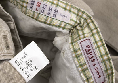 PAPAS&SONS Pigment Dyed Cotton Blend Pants Beige Size 50L