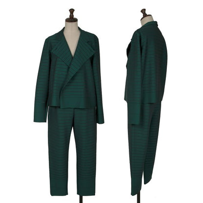 ISSEY MIYAKE Striped Weave Cutting Design Dark Green Pants Size 1