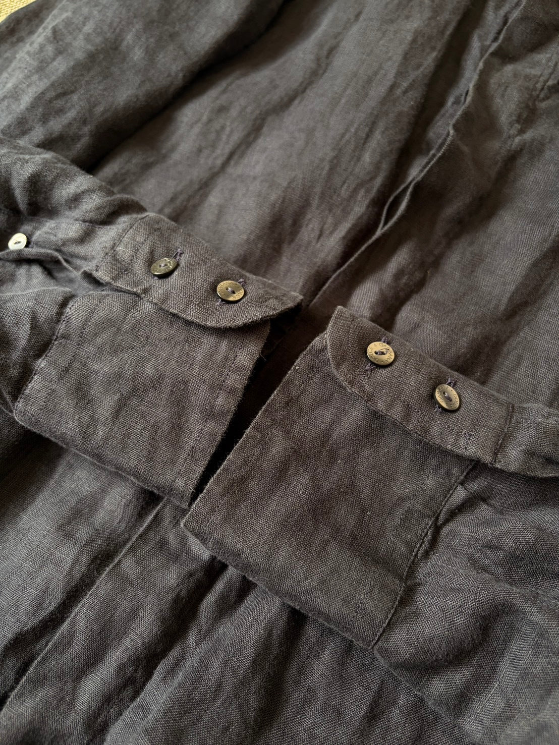 DOLCE & GABBANA 00s Linen Fly Front Shirt Navy Size 40