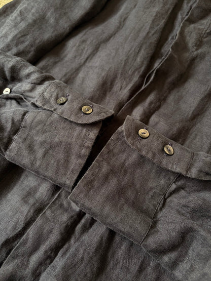 DOLCE & GABBANA 00s Linen Fly Front Shirt Navy Size 40