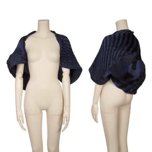 ISSEY MIYAKE 3D Steam Stretch Pleated Stripe Blue Size M
