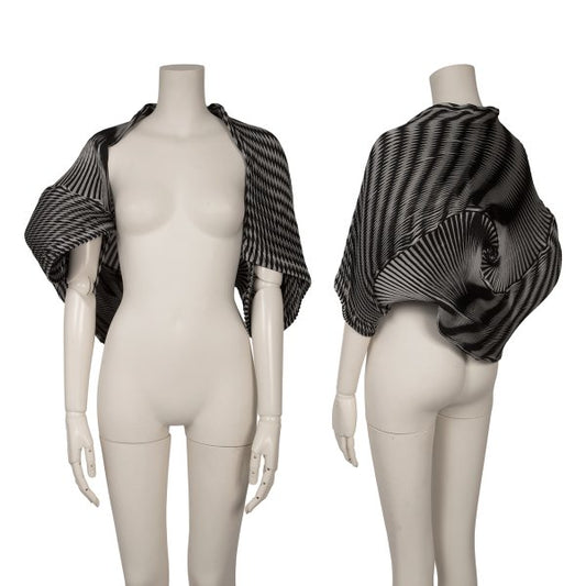 ISSEY MIYAKE 3D Steam Stretch Pleated Stripe Black Size M