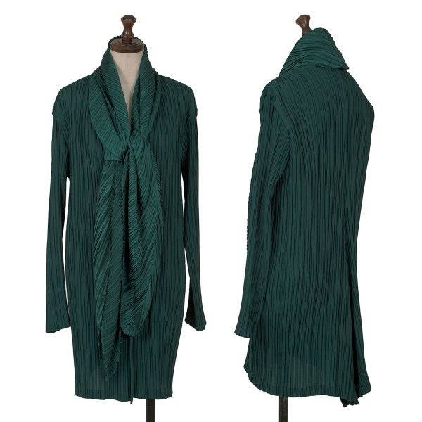 ISSEY MIYAKE Pleated Collar Design Jacket Deep Green Size 2