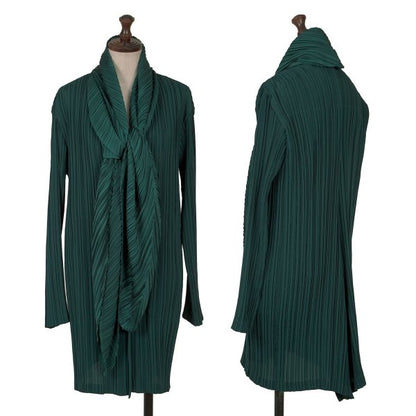 ISSEY MIYAKE Pleated Collar Design Jacket Deep Green Size 2