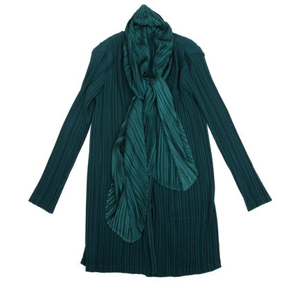 ISSEY MIYAKE Pleated Collar Design Jacket Deep Green Size 2