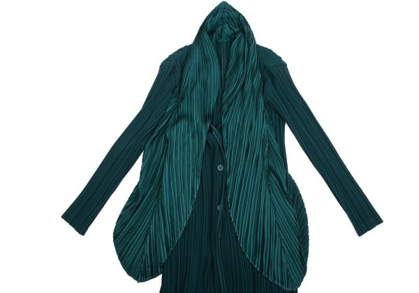 ISSEY MIYAKE Pleated Collar Design Jacket Deep Green Size 2