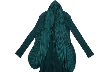ISSEY MIYAKE Pleated Collar Design Jacket Deep Green Size 2