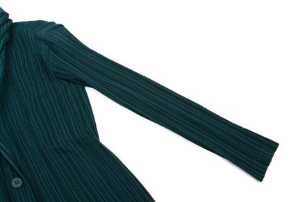 ISSEY MIYAKE Pleated Collar Design Jacket Deep Green Size 2