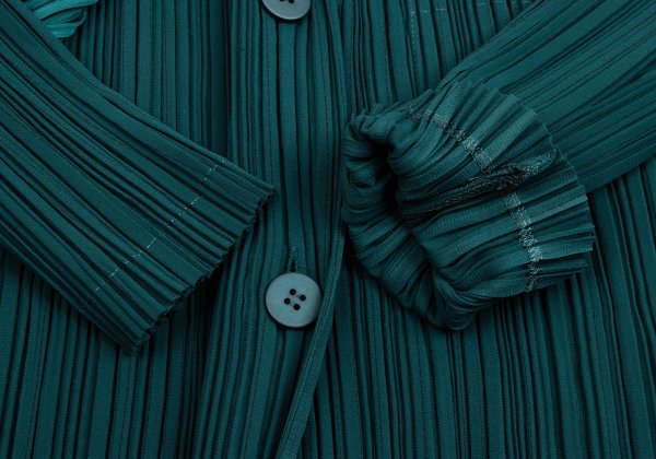 ISSEY MIYAKE Pleated Collar Design Jacket Deep Green Size 2