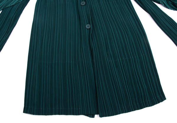 ISSEY MIYAKE Pleated Collar Design Jacket Deep Green Size 2
